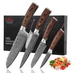Wakoli 4-Piece Damascus Chef Knife Set