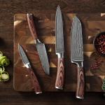 Wakoli 4-Piece Damascus Chef Knife Set