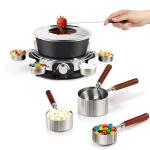 Fondue Set with Wooden Handle and Stackable Cups