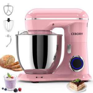 CEBORY 3-in-1 Electric Stand Mixer, 6.5QT, Pink