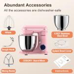 CEBORY 3-in-1 Electric Stand Mixer, 6.5QT, Pink