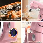 CEBORY 3-in-1 Electric Stand Mixer, 6.5QT, Pink