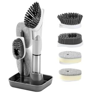 4-in-1 Soap Dispensing Scrub Brush - Grey