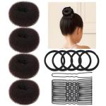 Teenitor Small Dark Brown Hair Bun Maker Set