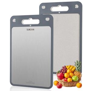 Double-Sided Stainless Steel Cutting Board, 16"x11