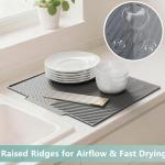 Silicone Dish Drying Mat with Drain, 20"x17