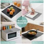 Silicone Dish Drying Mat with Drain, 20"x17