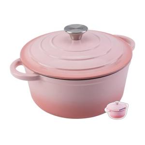 WOKINS Pink Cast Iron Dutch Oven, 4QT