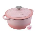 WOKINS Pink Cast Iron Dutch Oven, 4QT