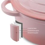 WOKINS Pink Cast Iron Dutch Oven, 4QT