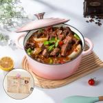 WOKINS Pink Cast Iron Dutch Oven, 4QT