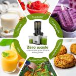 Fretta Cold Press Juicer,Juicer Machines Vegetable and Fruit,Masticating Juicer with 5.3'' Large Feed Chute fit Whole Fruits,BPA-Free, Reverse Function,Durable Stainless Steel Body,250W Quiet Motor