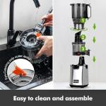 Fretta Cold Press Juicer,Juicer Machines Vegetable and Fruit,Masticating Juicer with 5.3'' Large Feed Chute fit Whole Fruits,BPA-Free, Reverse Function,Durable Stainless Steel Body,250W Quiet Motor