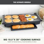 GreenPan Advanced 10.5”x 20” Electric Griddle with Warming Drawer, Healthy Ceramic Nonstick PFAS-Free Coating, Temperature Control, Easy and Versatile Countertop Meals, Dishwasher Safe, Graphite