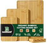 BAMBANG Bamboo Cutting Board Set, 3-Piece Wooden Chopping Boards for Kitchen, Non-Toxic Butcher Block with Juice Groove, Large Medium Small Cutting Boards for Meat, Vegetables & Cheese