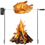 QPMR Rotating Rotisserie Grill Kit, Electric Dual Post Open Fire Spit Rotisserie Grill System,Cordless Battery Motor,with Spit Rod,for Outdoor Campfire Grilling,20LBS Capacity
