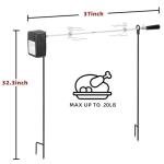 QPMR Rotating Rotisserie Grill Kit, Electric Dual Post Open Fire Spit Rotisserie Grill System,Cordless Battery Motor,with Spit Rod,for Outdoor Campfire Grilling,20LBS Capacity