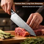 8 Inch Damascus Chef Knife with 9Cr18Mov, Professional Japanese Chef Knife with Ergonomic Handle and Gift Box for Kitchen