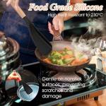 cobee 4PCS 12 Inch Silicone Cooking Spoon for Nonstick Cookwares, Multi Function Spoon Multifunction Spatula Spoons Wood Handle Spoons Multifunction Kitchen Utensils for Serving Mixing Scoop Scrape