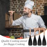 cobee 4PCS 12 Inch Silicone Cooking Spoon for Nonstick Cookwares, Multi Function Spoon Multifunction Spatula Spoons Wood Handle Spoons Multifunction Kitchen Utensils for Serving Mixing Scoop Scrape