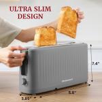 Elite Gourmet ECT2517G SLIMTOAST™ 2-Slice, Long Slot Toaster, Cool-touch Body, 6 Toast Settings & Cancel Function, Extra Wide 1.5” Slot Easily Fits Breads, English Muffins, Bagels & Waffles, Grey