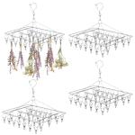 Homaisson 4 PCS Herb Drying Rack, Stainless Steel Hanging Herb Drying Rack with 30 Clips, Windproof Herb Dryer Flower Drying Rack, Space-Saving Drying Rack for Aromatic Herbs Spices Tea Leaves