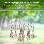Homaisson 4 PCS Herb Drying Rack, Stainless Steel Hanging Herb Drying Rack with 30 Clips, Windproof Herb Dryer Flower Drying Rack, Space-Saving Drying Rack for Aromatic Herbs Spices Tea Leaves