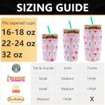 YR Reusable Neoprene Insulator Sleeve for Iced Coffee Cups, 3 Pack Coffee Coolies sleeves for Iced & Hot Drinks, Cold Beverage Cooler Compatible with Starbucks Coffee and More (Diamond Flower)