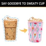 YR Reusable Neoprene Insulator Sleeve for Iced Coffee Cups, 3 Pack Coffee Coolies sleeves for Iced & Hot Drinks, Cold Beverage Cooler Compatible with Starbucks Coffee and More (Diamond Flower)