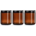 Amber Glass Storage Jars with Airtight Lids - 3 Pack