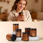 Amber Glass Storage Jars with Airtight Lids - 3 Pack