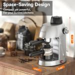 Queyd Stainless Steel 4-Cup Espresso Machine