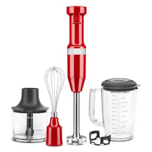 KitchenAid Red Variable Speed Hand Blender with Accessories