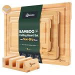 Bamboo Cutting Board Set with Non-Slip Feet