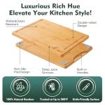 Bamboo Cutting Board Set with Non-Slip Feet