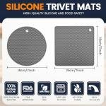 Heat Resistant Silicone Trivet Mats - Dark Grey