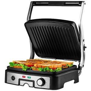 OVENTE Electric Panini Press with Temperature Control