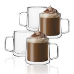 Double Wall Insulated Glass Coffee Mugs - Set of 4
