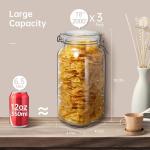 3 Pack 78oz Airtight Glass Storage Jars