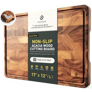 Acacia Wood End Grain Cutting Board with Handle