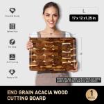 Acacia Wood End Grain Cutting Board with Handle