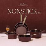 CAROTE 14-Piece Nonstick Cookware Set, Wine Red