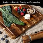 Acacia Wood End Grain Cutting Board with Handle