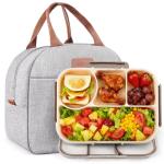 4-Compartment Bento Lunch Box Set in Grey