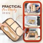 4-Compartment Bento Lunch Box Set in Grey