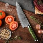 VEROXIS 8-Inch Damascus Chef Knife with Pakkawood Handle