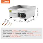 VEVOR 14in Electric Griddle with Shovels & Brushes