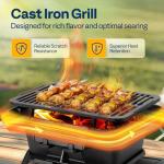 VIVOHOME Portable Rectangle Cast Iron Charcoal Grill