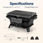 VIVOHOME Portable Rectangle Cast Iron Charcoal Grill