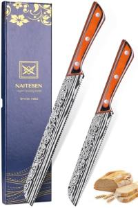 Naitesen 2-Piece Razor Sharp Bread Knife Set